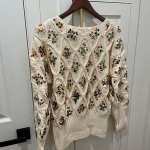 Anthropologie rainbow sequin holiday sweater